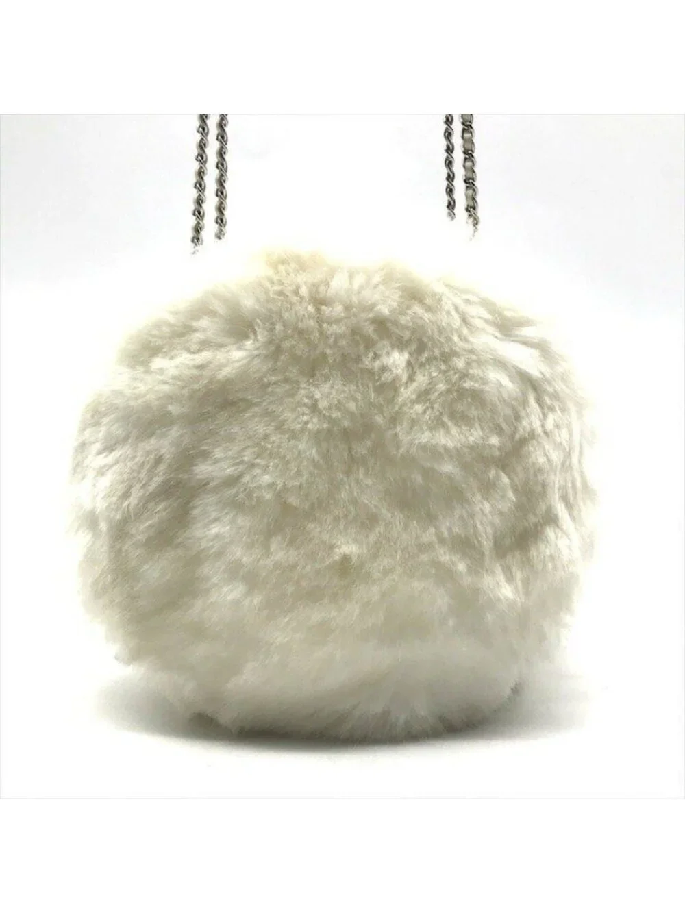 Chanel CC Logo Chain Shoulder Bag Crossbody White Silver - Picture 2 of 10